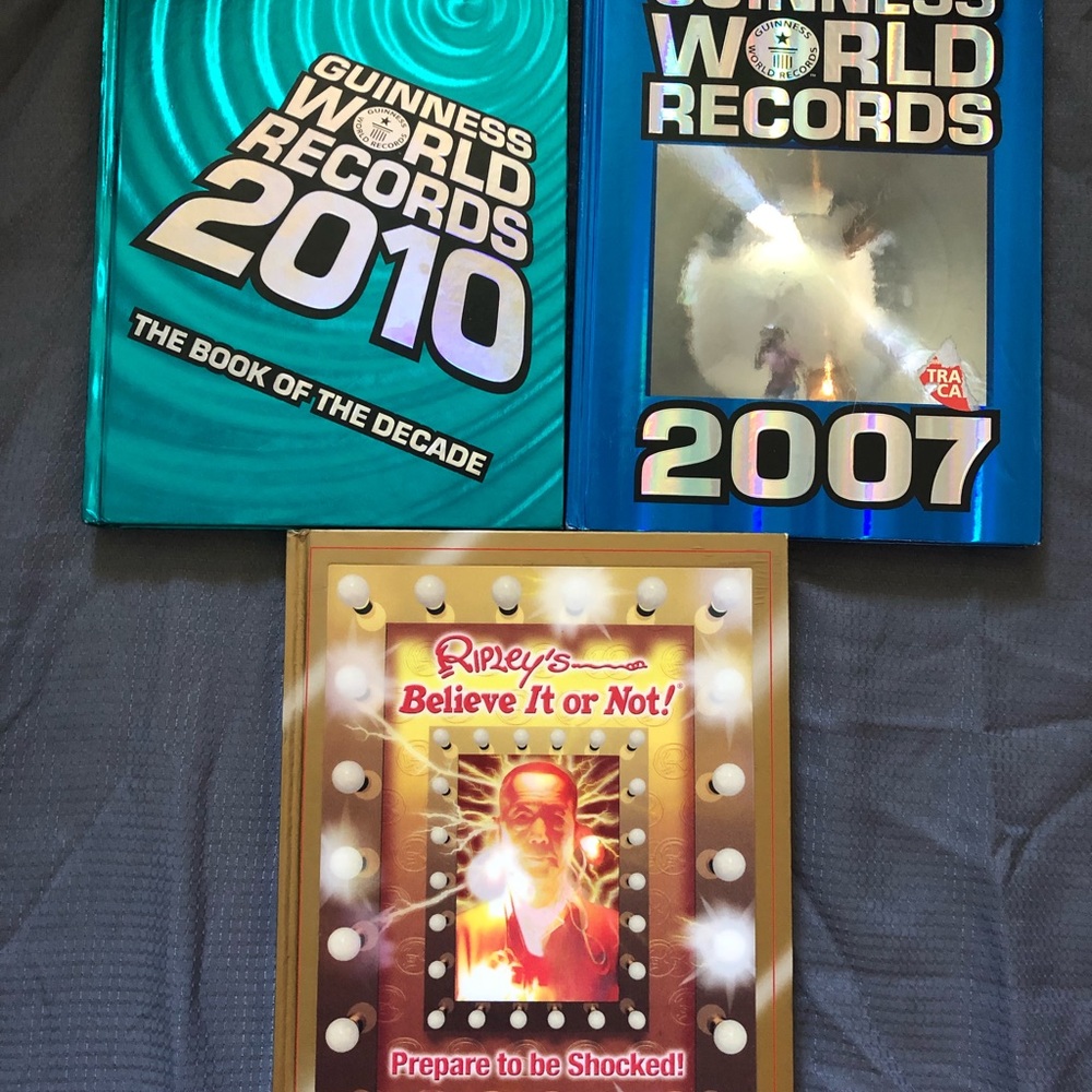 2 Guinness world record books and one Ripleys believe it or not book